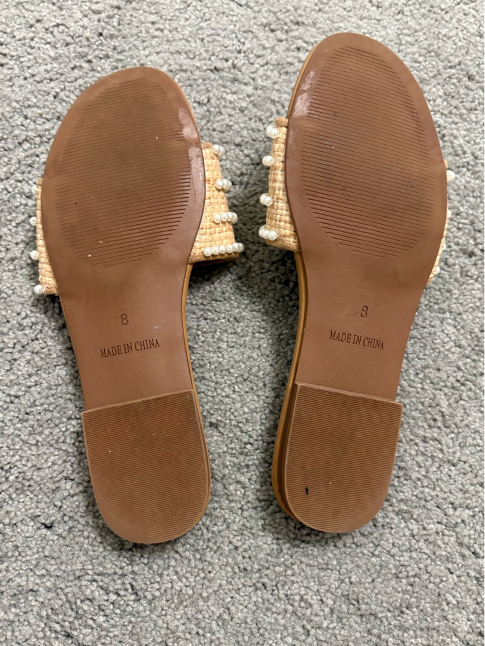 J Crew Raffia Pearl, Flat Slide Sandals Size 8 - Picture 8 of 8